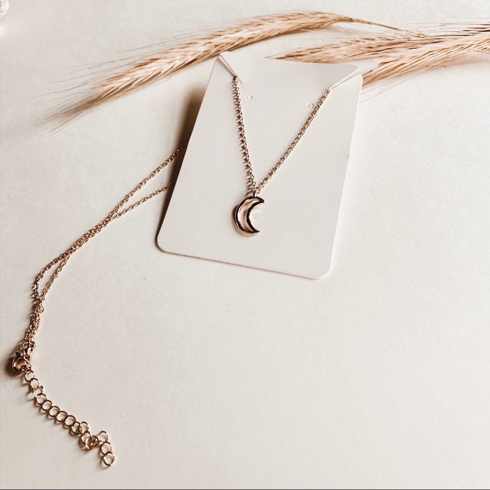 Crescent Moon Dainty Pendant Necklace - Picture 2 of 2